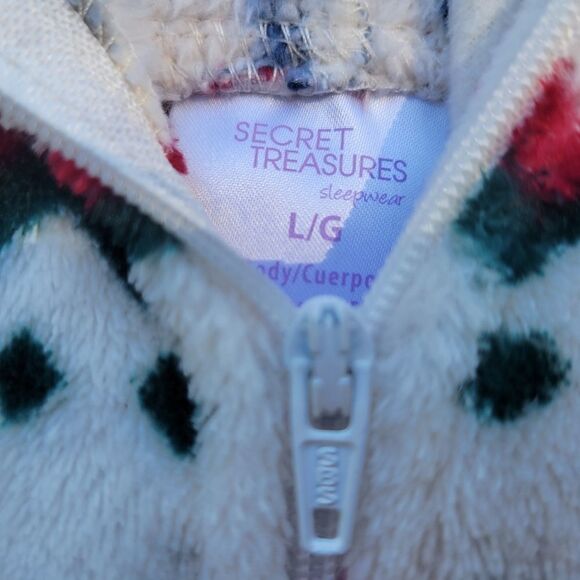 Secret Treasure  Fleece Long Sleeve Zip Sweater Full length Pajamas sz Large - Picture 9 of 11
